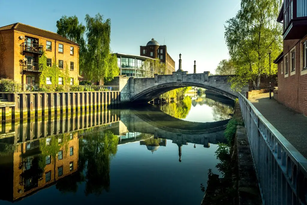 view of whitefriars bridge over the River Wensum in Norwich