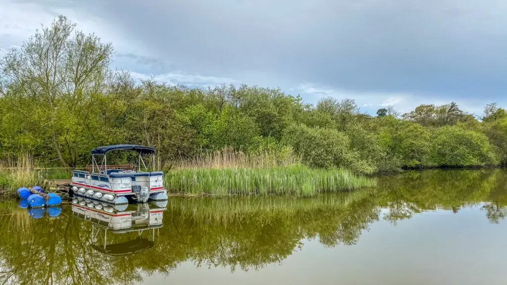 boat on the private broad at fairhaven water gardens