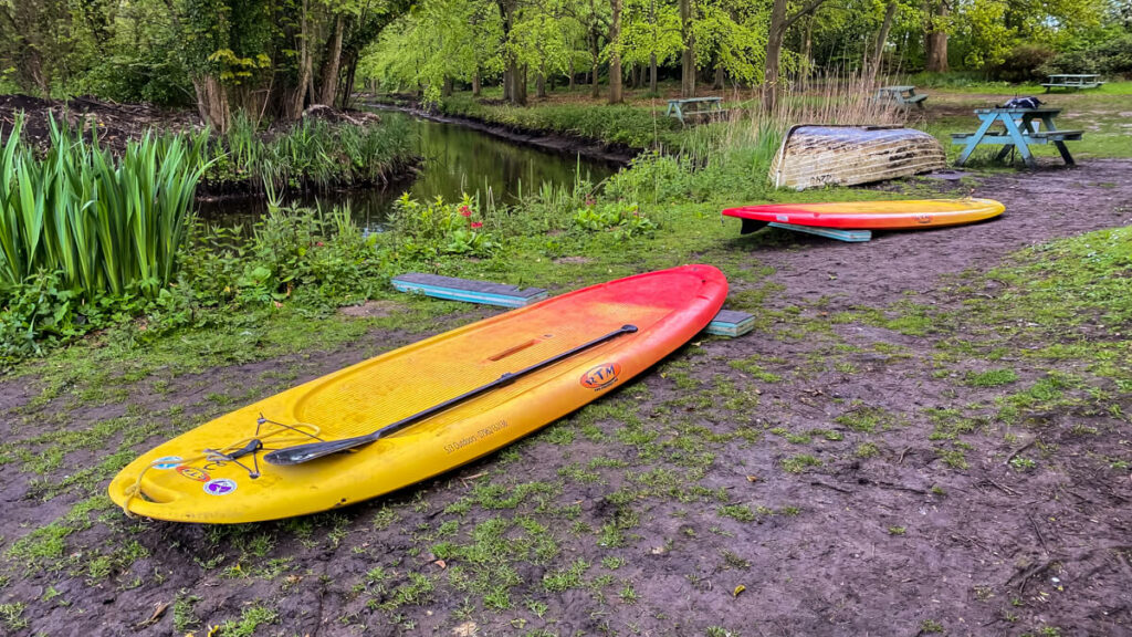 colourful paddleboards at fairhaven water gardens