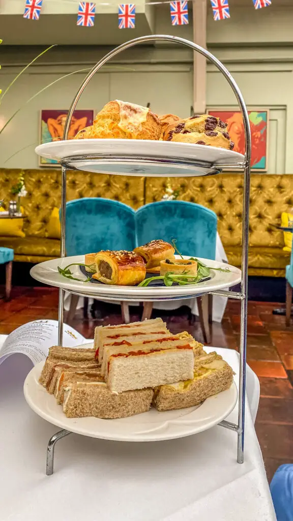 three tiered tray from our afternoon tea at the winepress restaurant