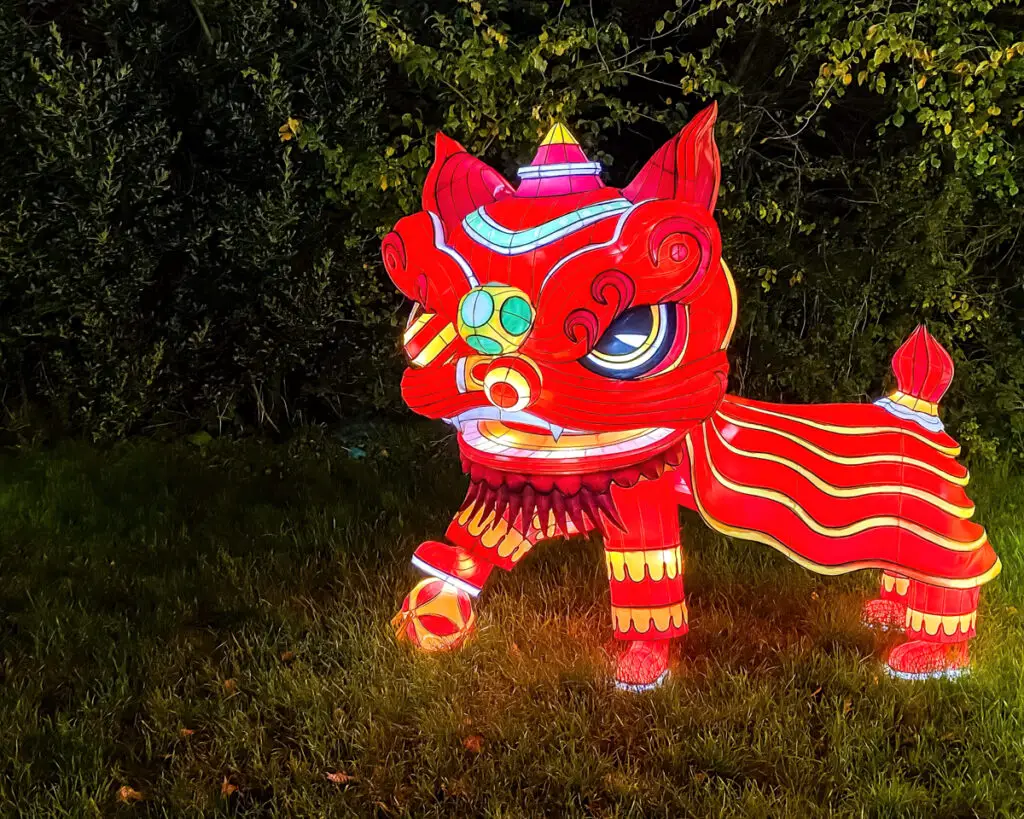 red chinese animal that is part of the Thursford Enchanted Journey of Light