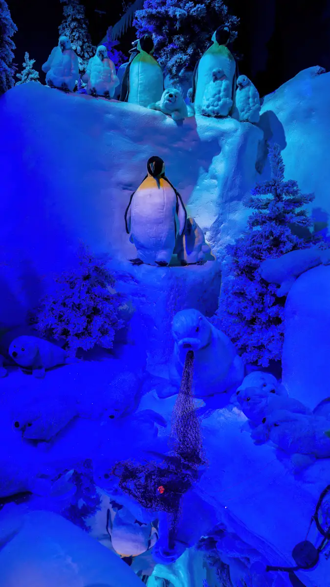 penguins inside Fantasyland at Thursford