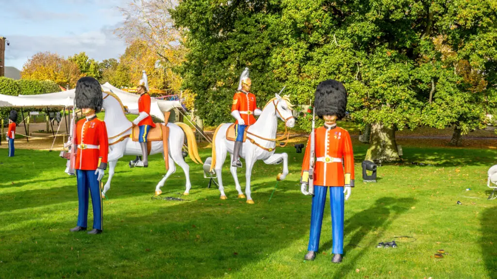 king's guard and household cavalry figurines at Thursford