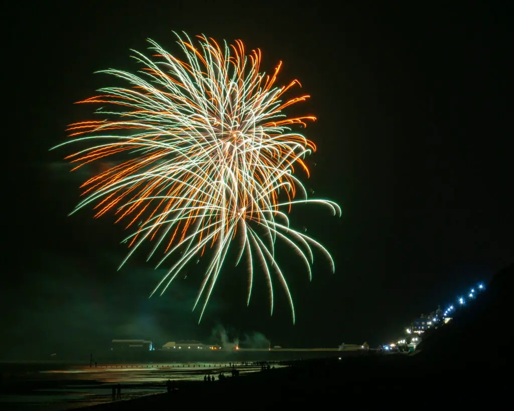 huge colourful fireworks over Cromer