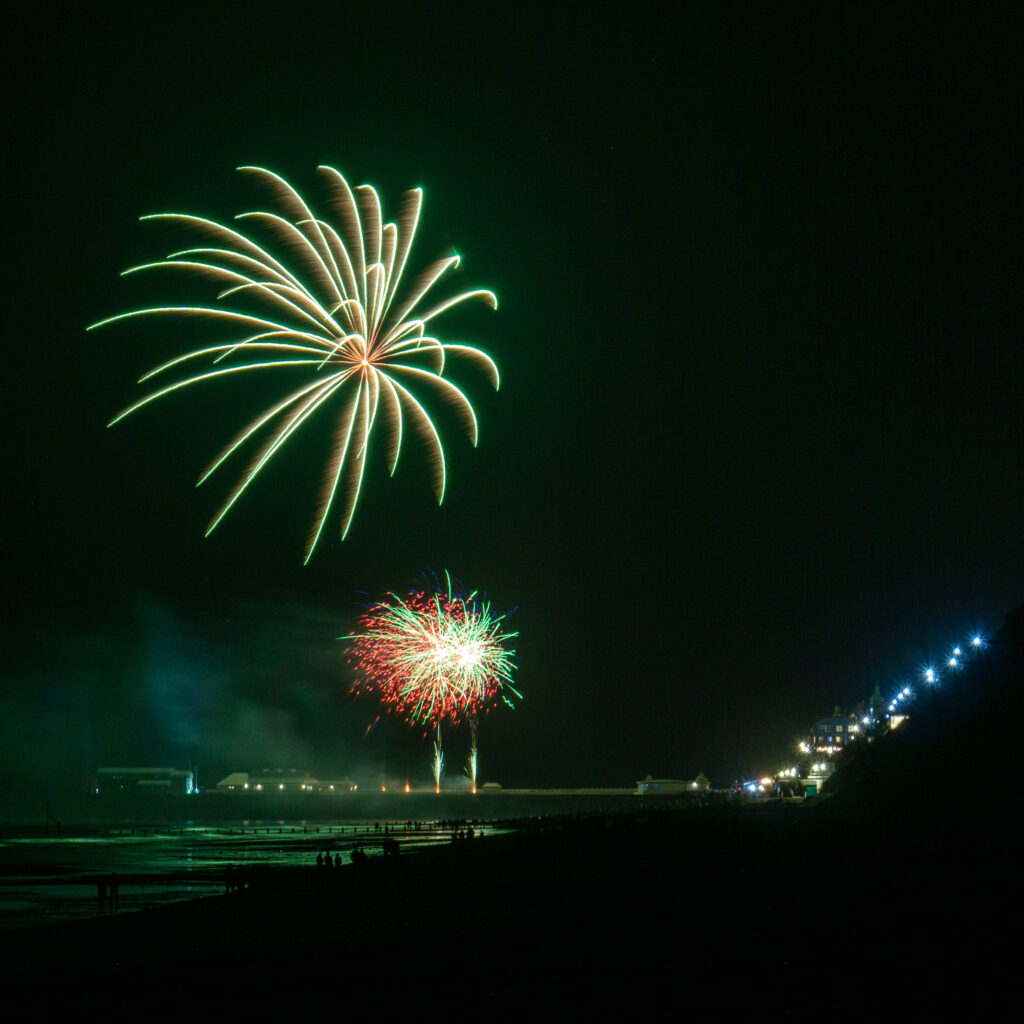 fireworks over Cromer Pier on New Year's Day