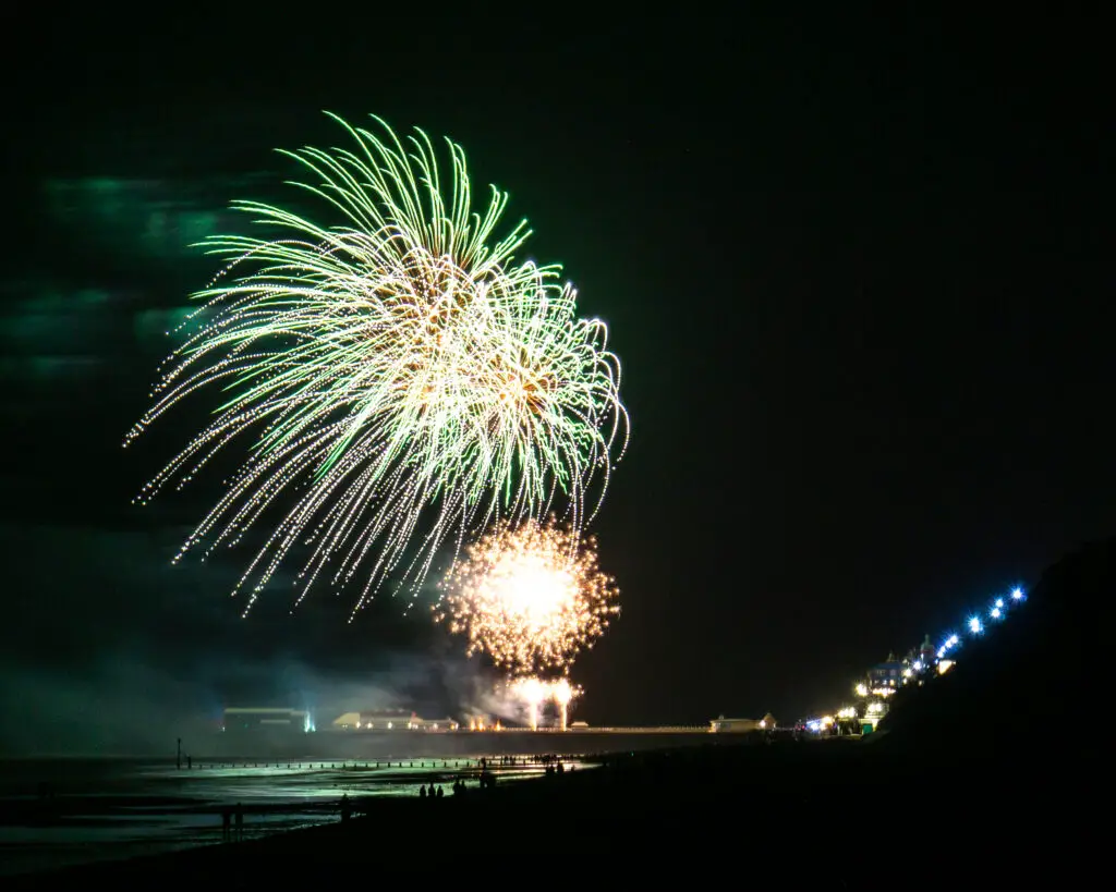 fireworks in Cromer Norfolk for New Year's Day